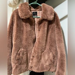 Urban outfitters mauve furry coat in small- medium